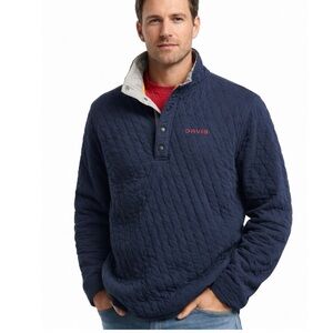 Nwt Orvis Quilted Snap Sweatshirt Navy Blue Cotton SizeM